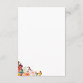 秋の花の結婚式の受付案内カード、オレンジ色とマルーン エンクロージャーカード (裏面)