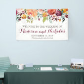 秋の花の結婚式の旗の装飾、オレンジピンク 横断幕 (トレードショー)