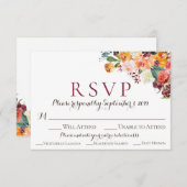 秋の花の結婚式　食事のオプション付き　出欠確認カード 出欠カード (正面/裏面)