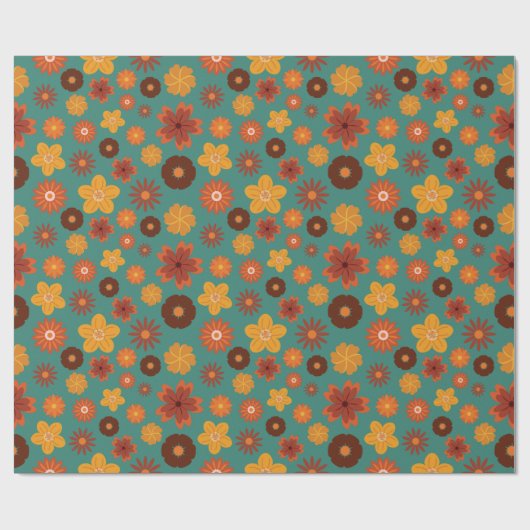 秋の花の継ぎ目のない素朴誕生祝い ラッピングペーパー (フラット)