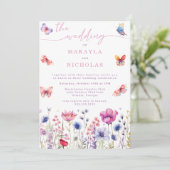 秋の花の蝶の花結婚の花 招待状 (スタンド正面)