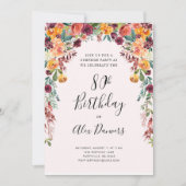 秋の花の誕生日招待状　あらゆる年齢の節目 招待状 (正面)