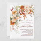 秋の花の赤ちゃんシャワー招待状 招待状 (正面)
