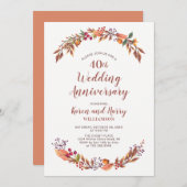 秋の花の40周年結婚記念日招待状 招待状 (正面/裏面)