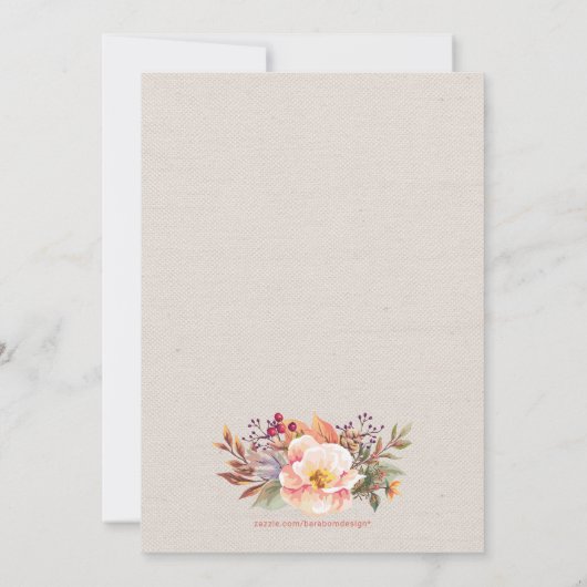 秋の花の40周年結婚記念日招待状 招待状 (裏面)