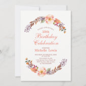 秋の花の50歳の誕生日パーティー招待状 招待状 (正面)