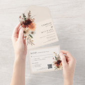 秋の花のQRコード付きオールインワン結婚式招待状 オールインワン招待状 (貼ってはがせる)