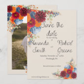 秋の花のSave the Date セーブザデート (正面/裏面)