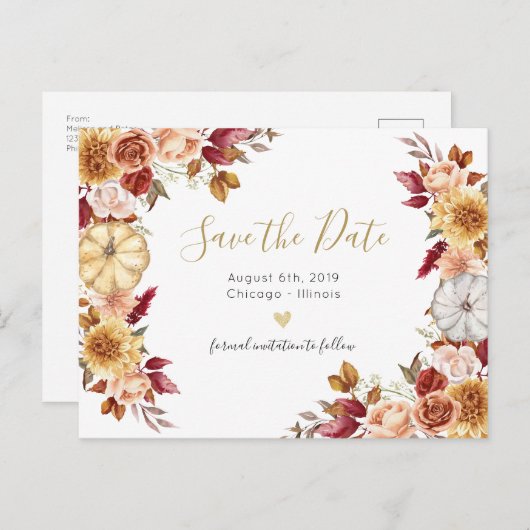 秋の花はがきを保存 案内ポストカード (正面/裏面)