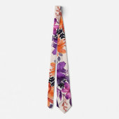 秋の花はっきりした水彩リリーフローラ ネクタイ (裏面)