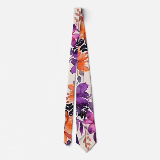秋の花はっきりした水彩リリーフローラ ネクタイ