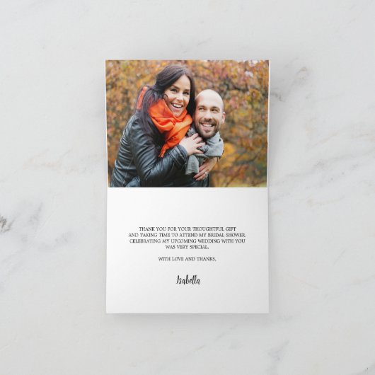 秋の花ひまわりとバラのウェディングシャワーの写真 サンキューカード (内部)