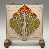 秋の花びらアールヌーボー タイル