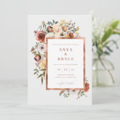 秋の花をあしらったローズフォイル結婚式招待状カード A200 招待状 (スタンド正面)
