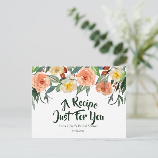 秋の花をテーマにしたブライダルシャワーレシピ インビテーションポストカード (スタンド正面)