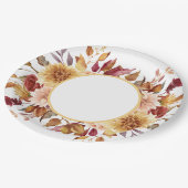 秋の花をテーマにしたブライダルシャワー ペーパープレート (アングル)