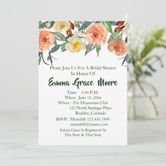 秋の花をモチーフにしたウェディングシャワー招待状 招待状 (スタンド正面)