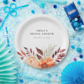 秋の花をモチーフにしたボヘミアンスタイルのブライダルシャワー ペーパープレート (パーティー)