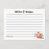 秋の花をモチーフにした美しいブライダルシャワーの「賢者の言葉」カード ポストカード (裏面)