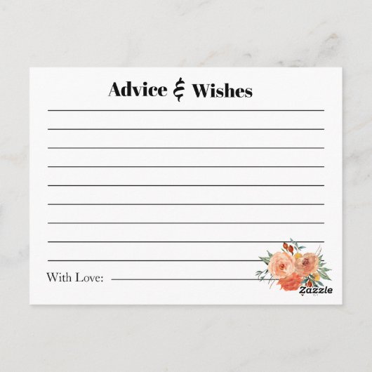秋の花をモチーフにした美しいブライダルシャワーの「賢者の言葉」カード ポストカード (裏面)