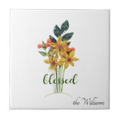 秋の花を散賛美る陶磁器タイル タイル (正面)