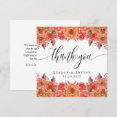 秋の花を添えたエレガントなオータムウェディング サンキューカード (正面/裏面)