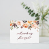 秋の花を添えたフラワーガールのカードになります インビテーションポストカード (スタンド正面)