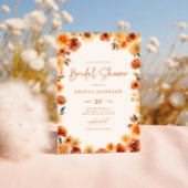 秋の花を燃やしたオレンジブライダルシャワー 招待状