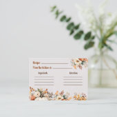 秋の花を飾ったエレガントなブライダルシャワーレシピカード エンクロージャーカード (スタンド正面)