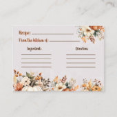 秋の花を飾ったエレガントなブライダルシャワーレシピカード エンクロージャーカード (正面)