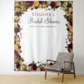 秋の花を飾ったブライダルシャワーの写真撮影用背景 タペストリー (インサイチュ)