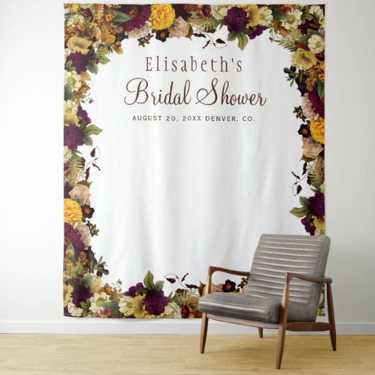 秋の花を飾ったブライダルシャワーの写真撮影用背景 タペストリー (インサイチュ)