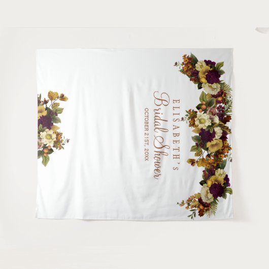 秋の花を飾ったブライダルシャワーの写真撮影用背景 タペストリー (正面(横))