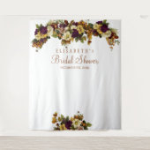 秋の花を飾ったブライダルシャワーの写真撮影用背景 タペストリー (正面)