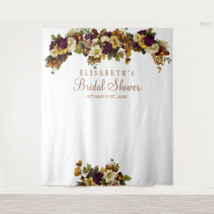 秋の花を飾ったブライダルシャワーの写真撮影用背景 タペストリー
