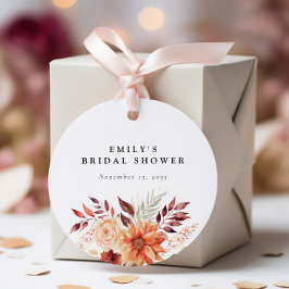 秋の花を飾ったボヘミアンスタイルのブライダルシャワー フェイバータグ