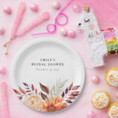 秋の花を飾ったボヘミアンスタイルのブライダルシャワー ペーパープレート (パーティー)