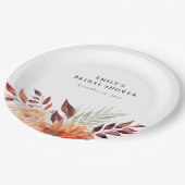 秋の花を飾ったボヘミアンスタイルのブライダルシャワー ペーパープレート (アングル)