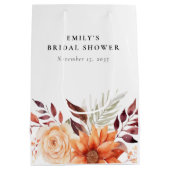秋の花を飾ったボヘミアンスタイルのブライダルシャワー ミディアムペーパーバッグ (裏面)