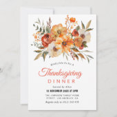 秋の花を飾った感謝祭のディナー 招待状 (正面)