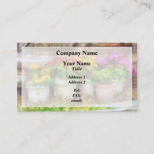 秋の花を飾った植木鉢 名刺 (正面)