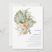 秋の花を飾った素朴なアウトドアウェディング 招待状 (正面)