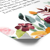 秋の花エレガントな結婚式のシーティングチャート ポスター (角)