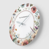 秋の花エレガント自然パーソナライズされたフローラ ラージ壁時計 (傾斜)
