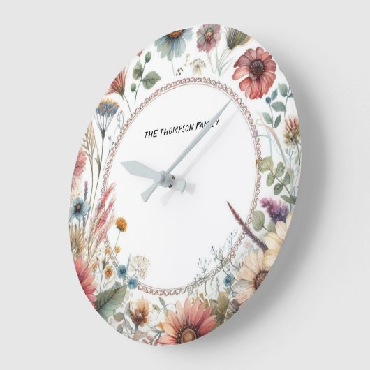 秋の花エレガント自然パーソナライズされたフローラ ラージ壁時計 (傾斜)