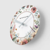 秋の花エレガント自然パーソナライズされたフローラ ラージ壁時計 (傾斜)