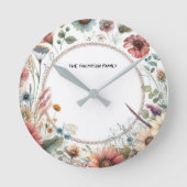 秋の花エレガント自然パーソナライズされたフローラ ラージ壁時計 (正面)