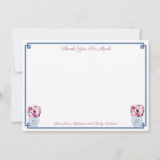 秋の花エレガント蘭バラブライダルシャワー サンキューカード (正面)