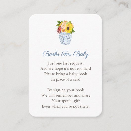 秋の花エレガント赤ちゃんシャワー本を持って来る エンクロージャーカード (正面)