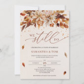秋の花オレンジのマリゴールド我々はまだ誓いを行う 招待状 (正面)